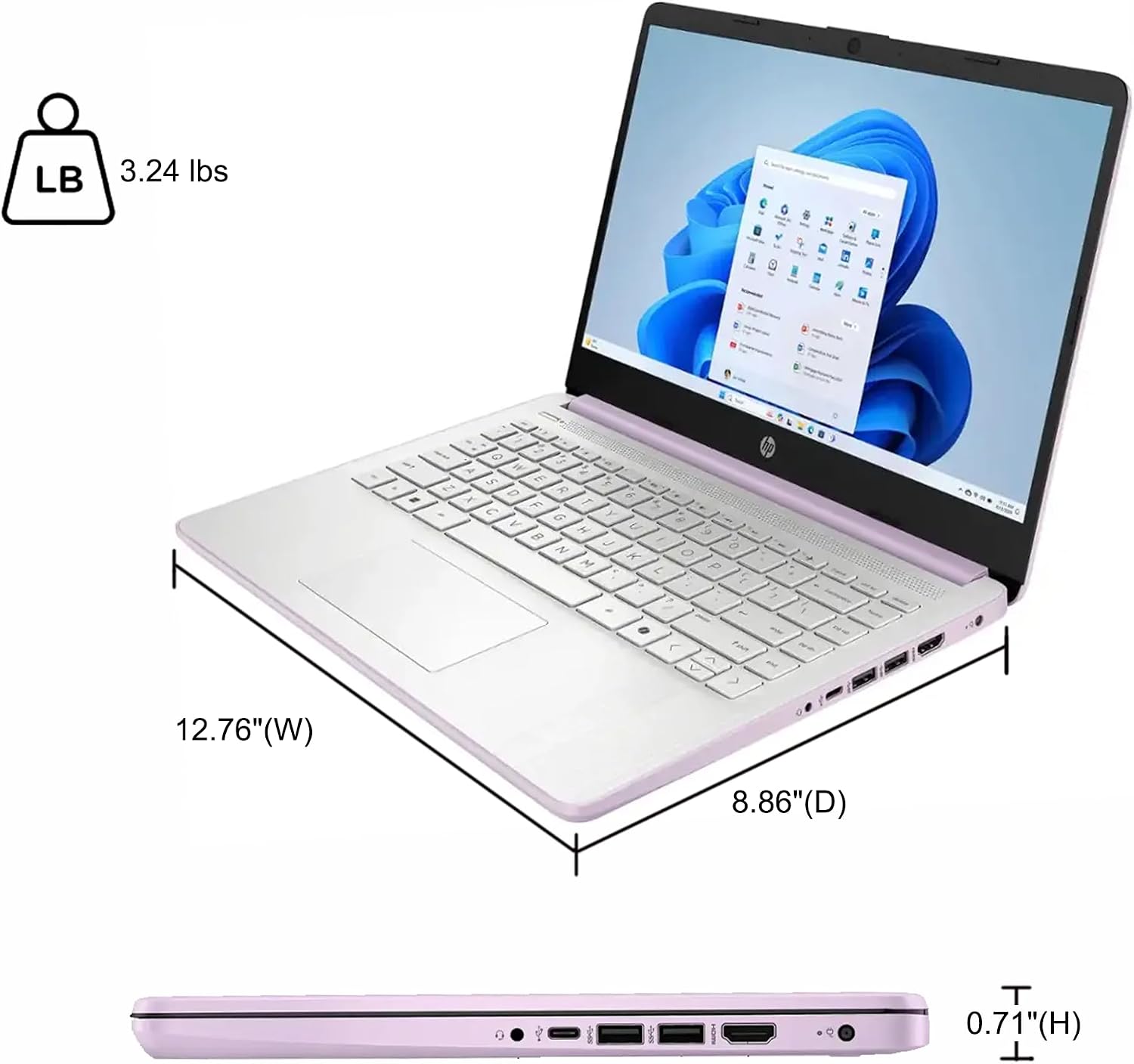 HP 14 Lightweight Business & Student Portable Laptop 14' HD Anti-Glare Intel 4-core N150 8GB RAM 192GB Storage (128GB UFS + 64GB SD Card) Long-Lasting Battery Office365 (1-yr) Win11 ICP Accessory