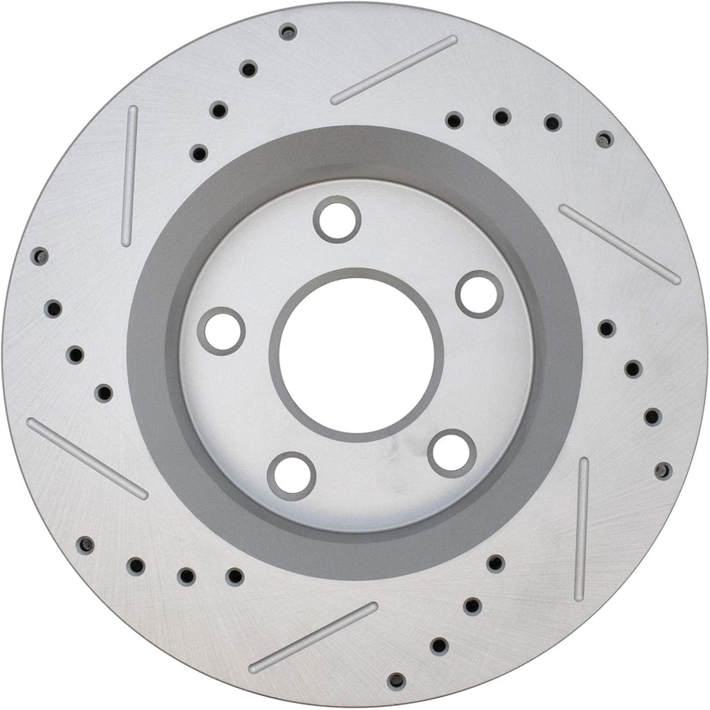 TRQ Performance Front and Rear Brake Rotor Set G Coated Drilled and Slotted Compatible with 2007-2017 Jeep Wrangler 2018 Wrangler JK