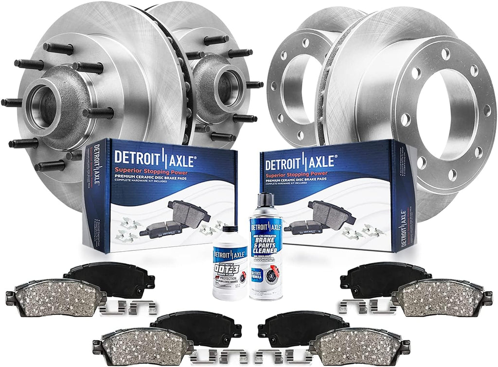 Detroit Axle - Brake Kit for RWD 1999-2002 Ford F-250 F-350 Super Duty 00-02 Excursion Disc Brake Rotors Ceramic Brakes Pads 2000 2001 2002 Front & Rear Replacement