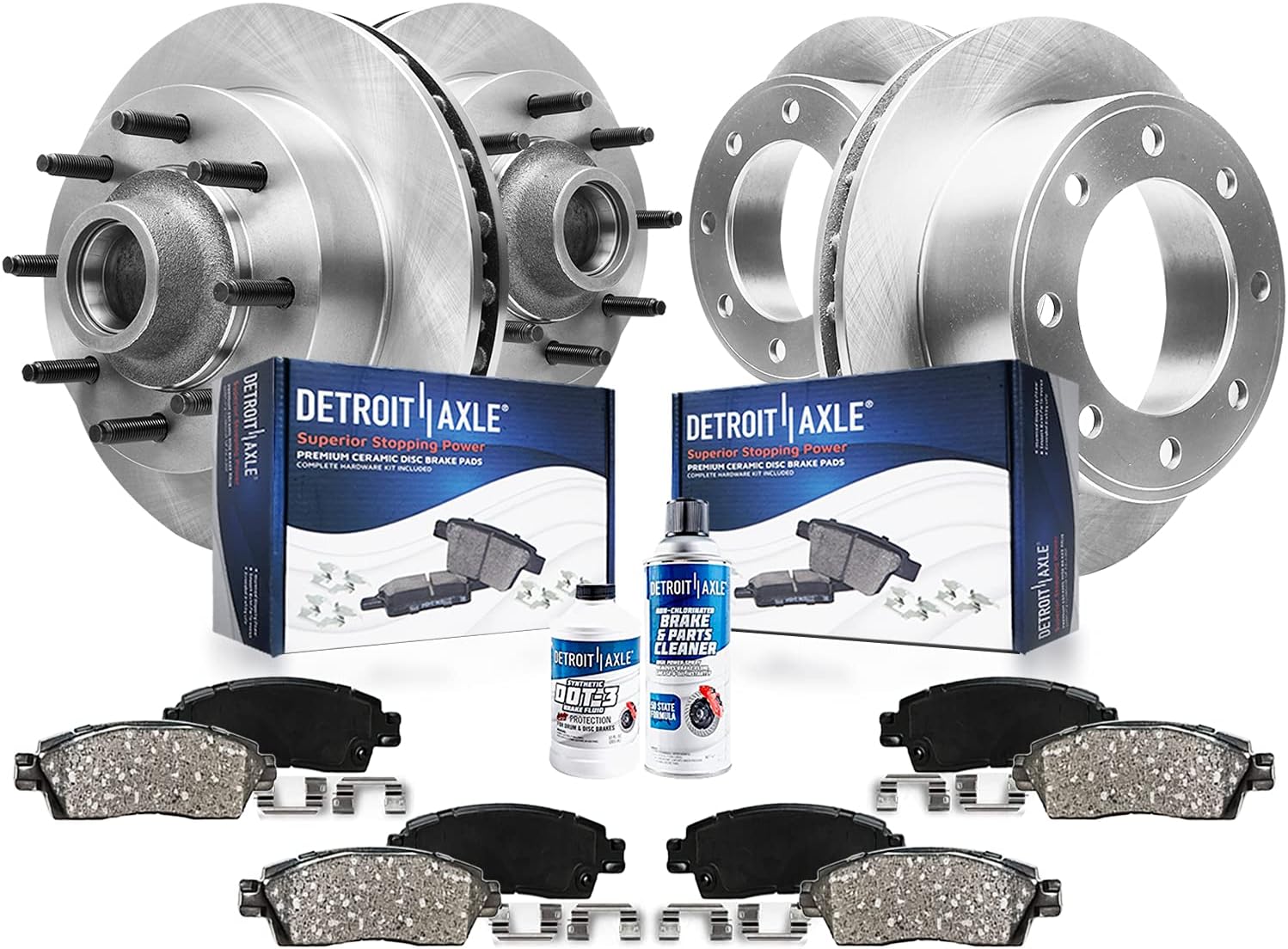 Detroit Axle - Brake Kit for RWD 1999-2002 Ford F-250 F-350 Super Duty 00-02 Excursion Disc Brake Rotors Ceramic Brakes Pads 2000 2001 2002 Front & Rear Replacement