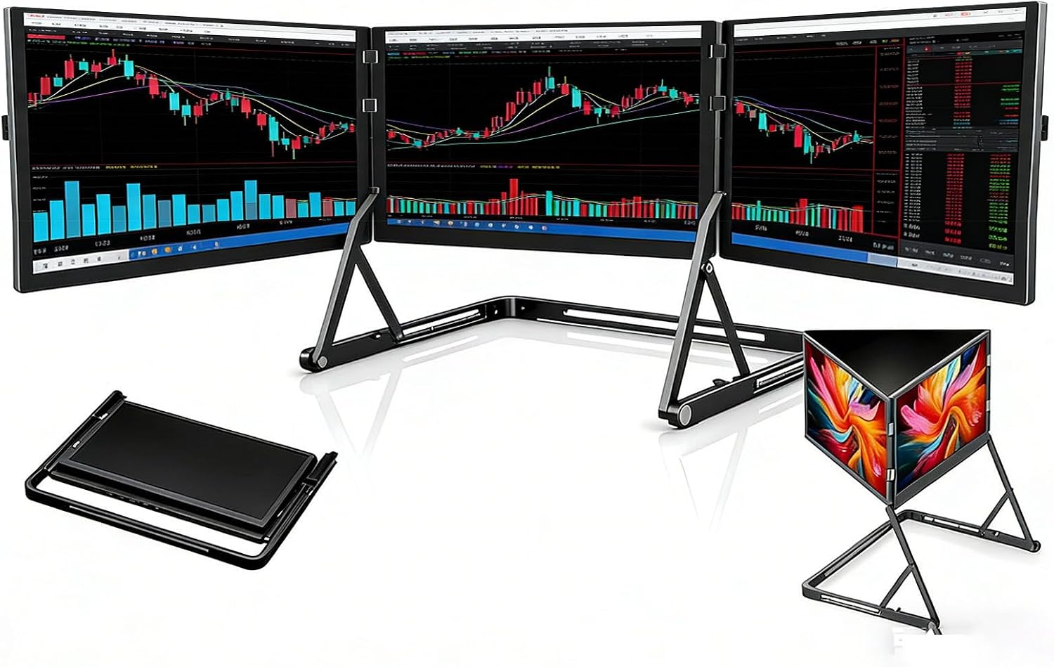 Triple 15.6 Pro Max 3 Screen Monitor, 1080p Tri Fold Monitor for Laptop Extender, Fhd Extended Laptop Screen Extenderwith 360° Rotation Adjustable Viewing Angles