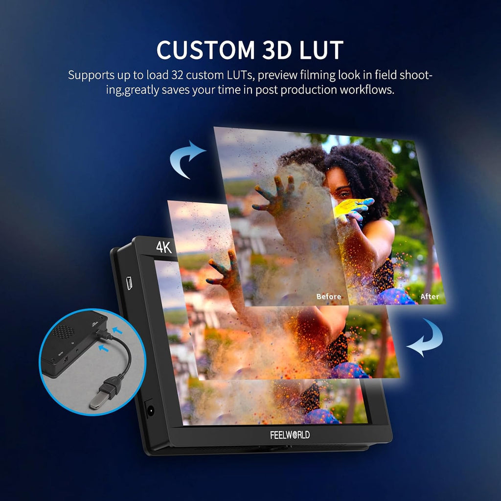 FEELWORLD FW703 7 Inch 450nit IPS 3G SDI 4K HDMI DSLR Monitor Full HD 1920x1200 On Camera Field Monitor with Histogram for Stabilizer Cameras Rig