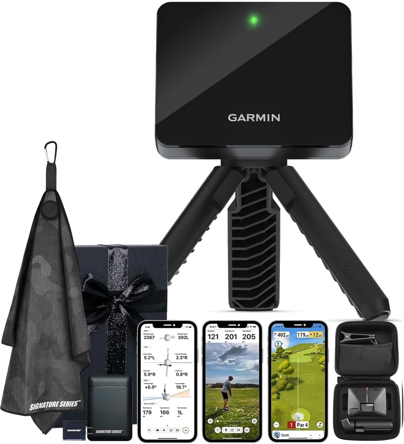 Garmin Approach R10 Portable Golf Launch Monitor | Take Your Game Home or Practice at The Driving Range | Track Metrics, Record Video or Play 43,000+ Courses with Signature Series Gift Bundle