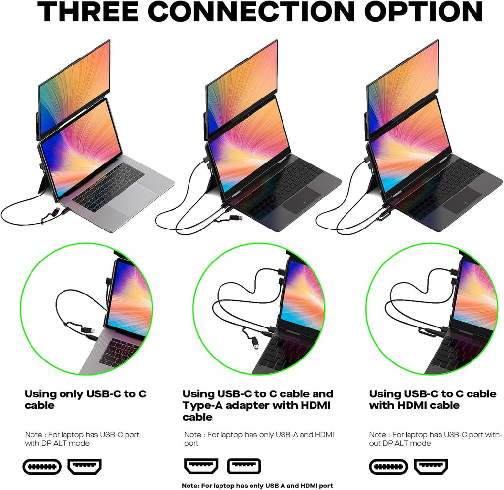 New Mobile Pixels Duex Float Portable Monitor, 15.6' Full HD IPS Dual Monitor for Laptops, USB C/HDMI Plug and Play Portable Screen,Windows/Mac/Android/Switch Compatible