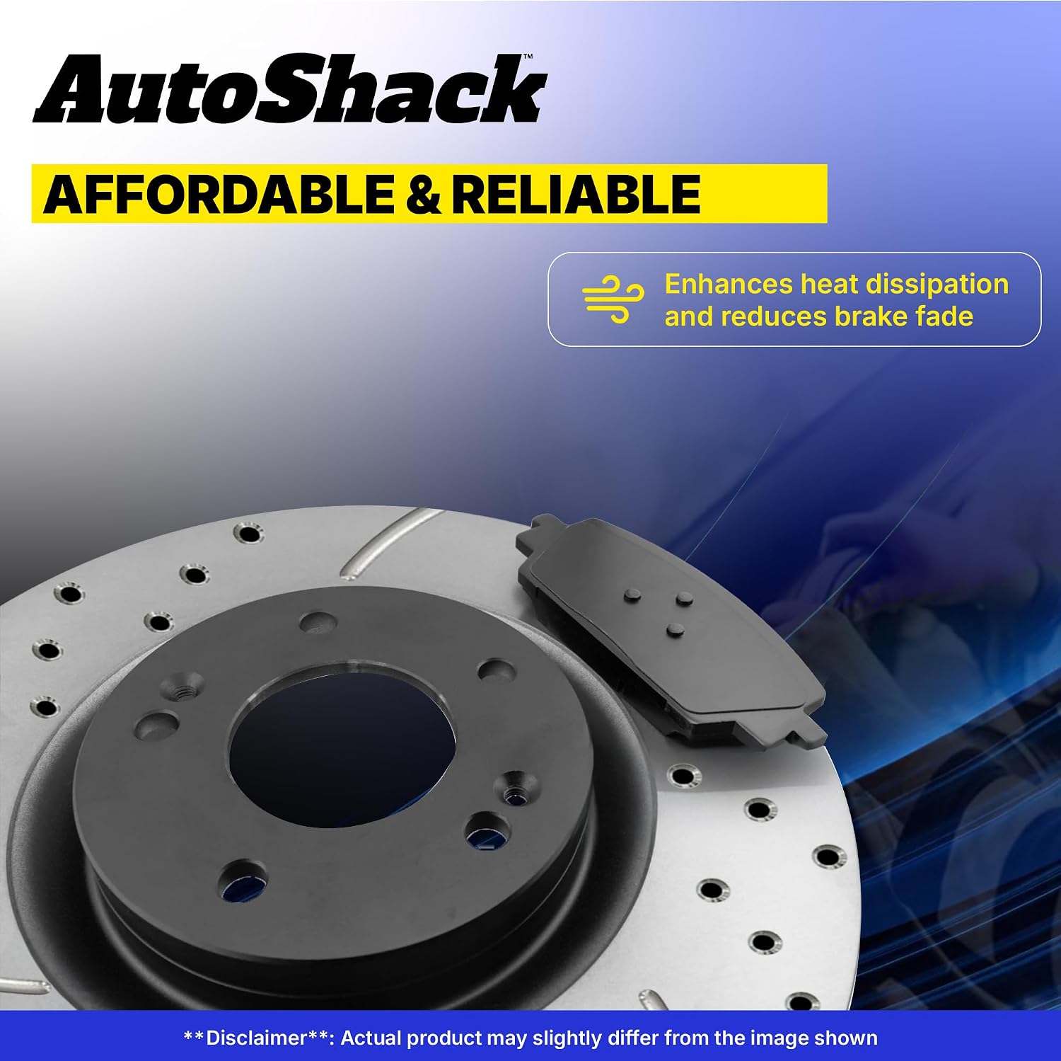 AutoShack Front & Rear Brake Rotors & Ceramic Pads for Honda, Civic 2006-2011, FWD L4 1.8L - E-Coated Drilled & Slotted - ShadowGuard