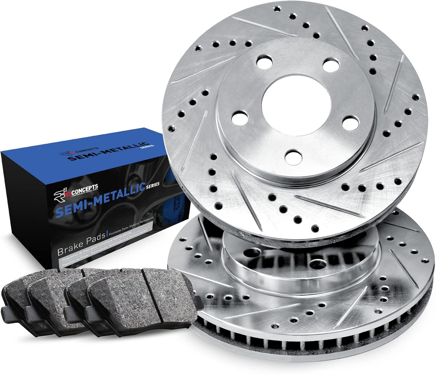 R1 Concepts Front Brakes and Rotors| Automotive Replacement Brake Kits| Front Semi Met Brake Pads and Rotors Kit| Fits 2014-2015 Acura ILX; 2003-2012 Honda Accord; 2013-2015 Honda Civic