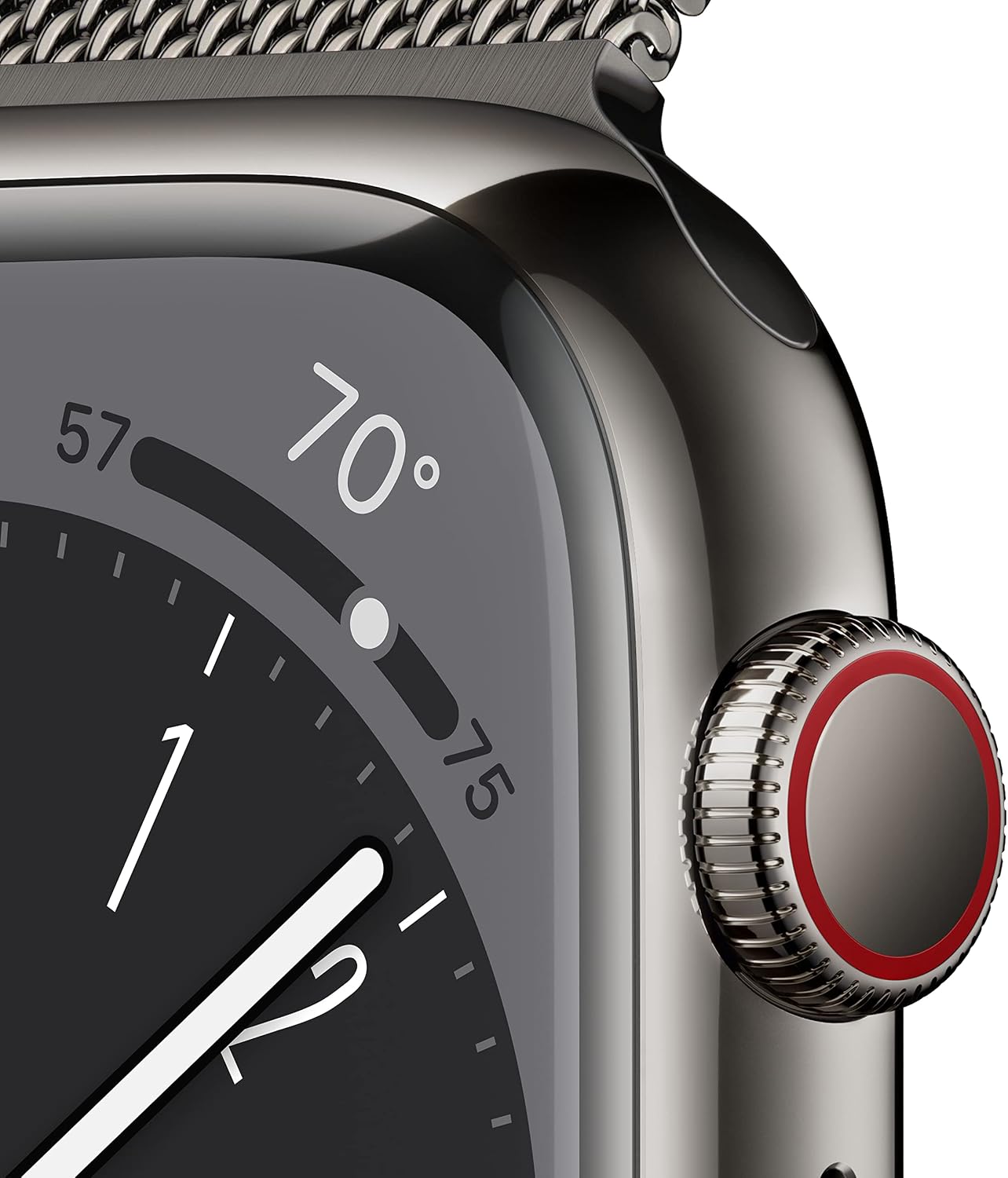 Apple Watch Series 8 [GPS + Cellular, 45mm] - Graphite Stainless Steel with Graphite Milanese Loop, One Size (Renewed)