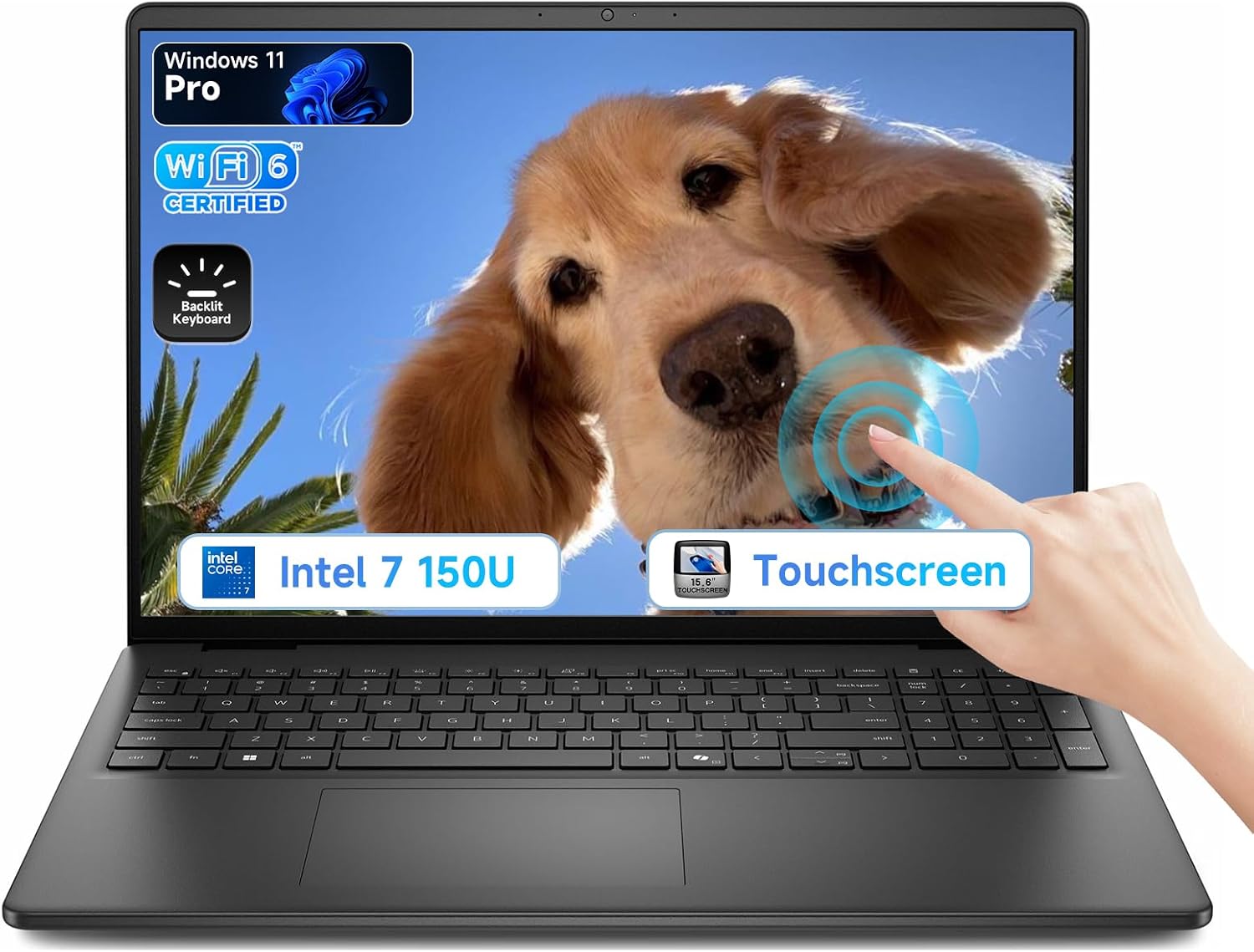 Dell 16 Touchscreen Laptop Computer, 16' FHD+ WVA Touchscreen, Intel 10-Core 7-150U (Up to 5.4GHz), Wi-Fi 6, Backlit KB, Numeric Keypad, Copilot Key, Win 11 pro, 64GB DDR5, 1TB SSD
