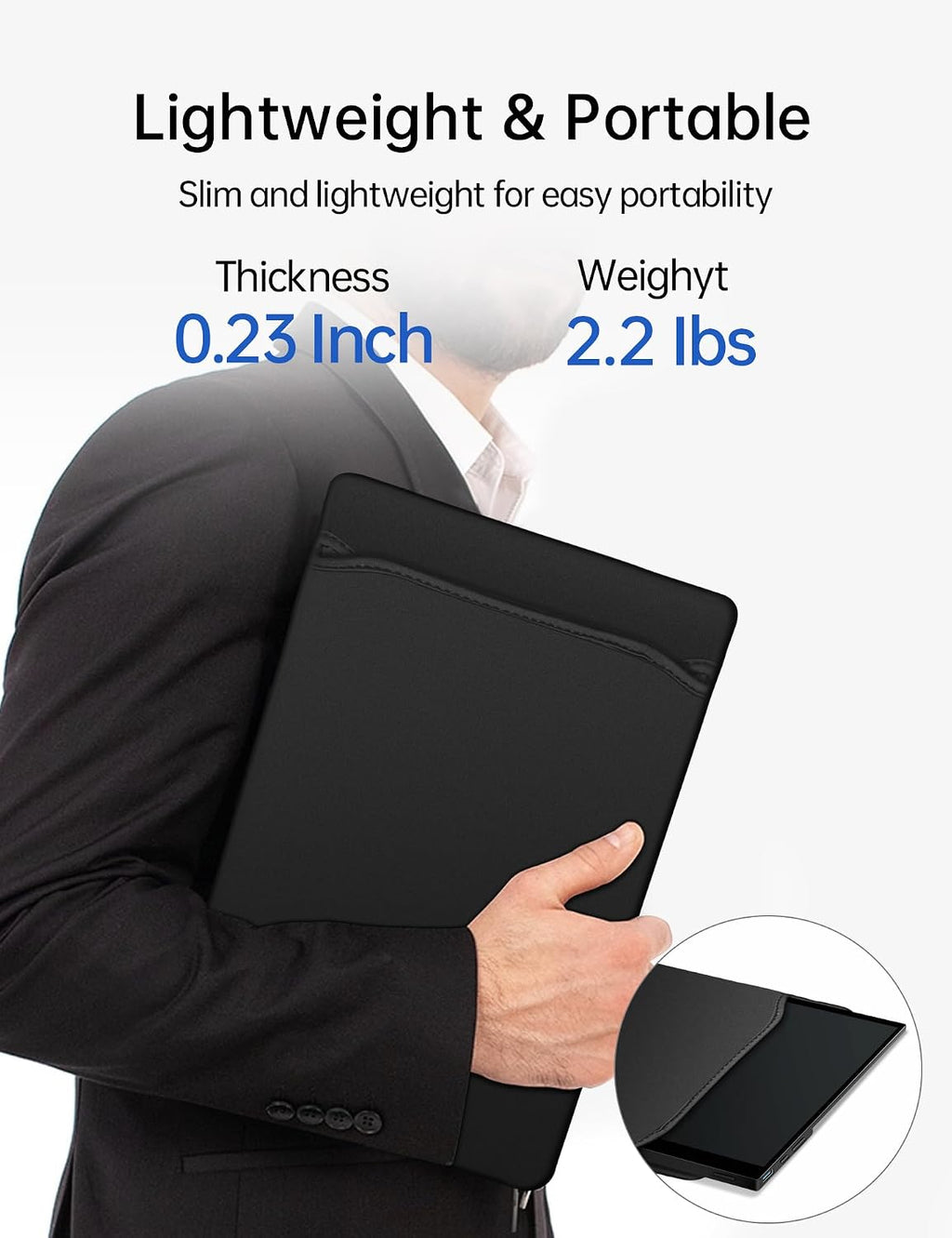 CAPERAVE Portable Monitor Touchscreen 15.6'', FHD IPS Touch Screen Monitor with Tempered Glass, Ultra Slim with Kickstand & Speaker, HDMI USB C External Screen for Laptop PC
