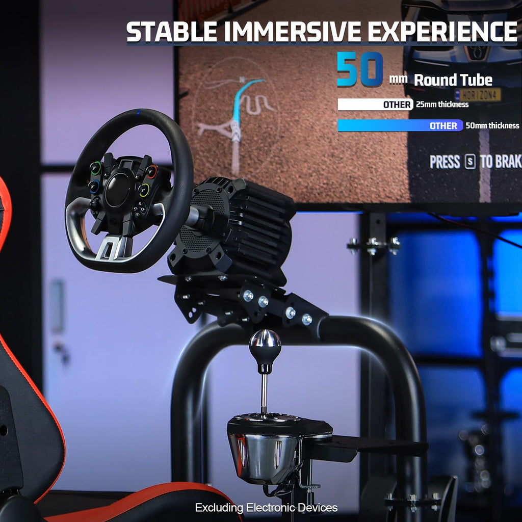 Marada Driving Simulator Cockpit with Monitor Stand with Red Seat Fit for G920,for Thrustmaster T500 TGT,for Fantec,Racing bracket Steering wheel stand Stable & Strong,Wheel and Pedals Not Included