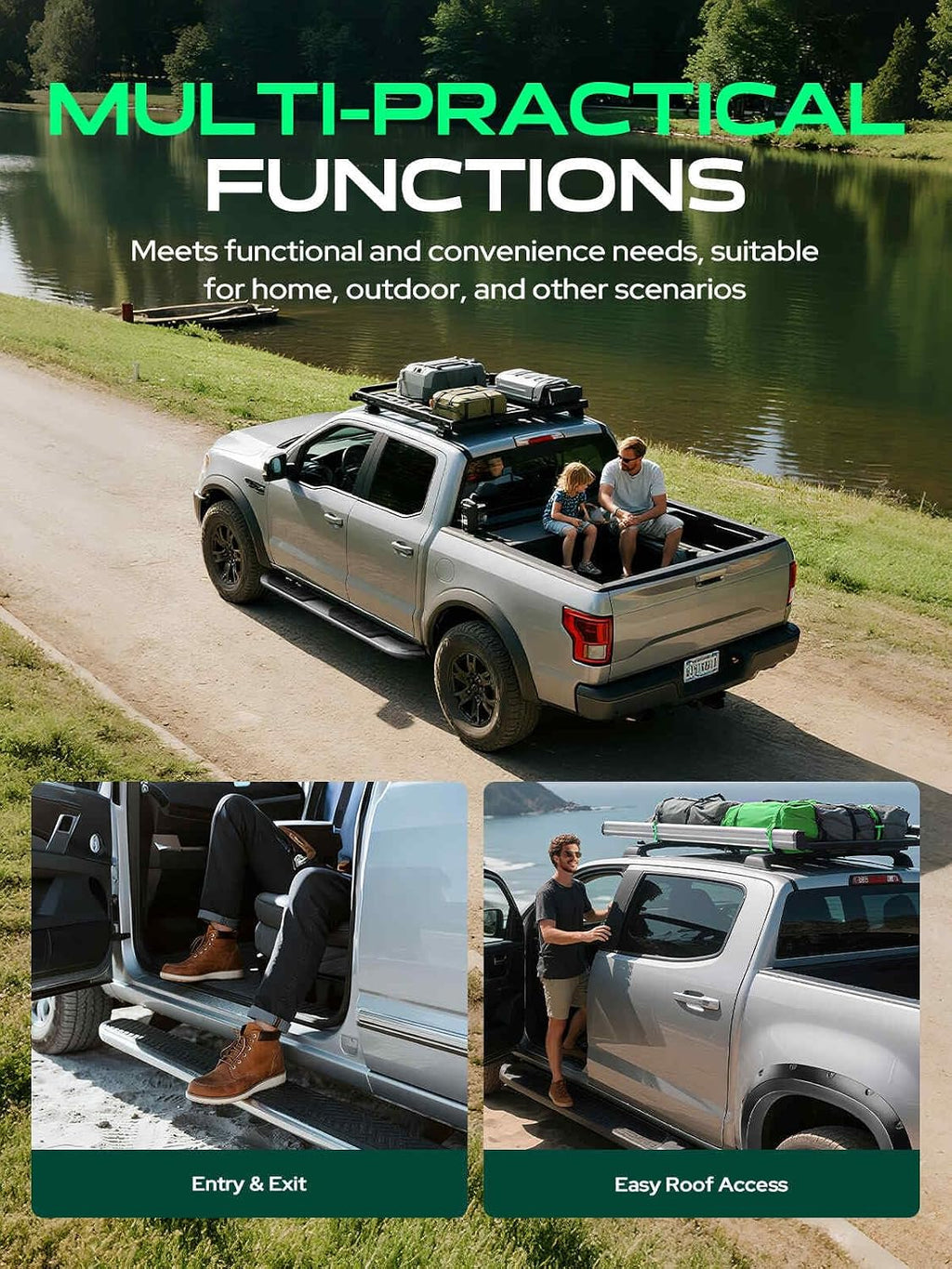 YHTAUTO 4 Inch Running Boards Fit Ford F-150 2015-2026, Standard/Regular Cab, Oval Straight Side Steps Carbon Steel Step Bars Off-Road Exterior Accessories