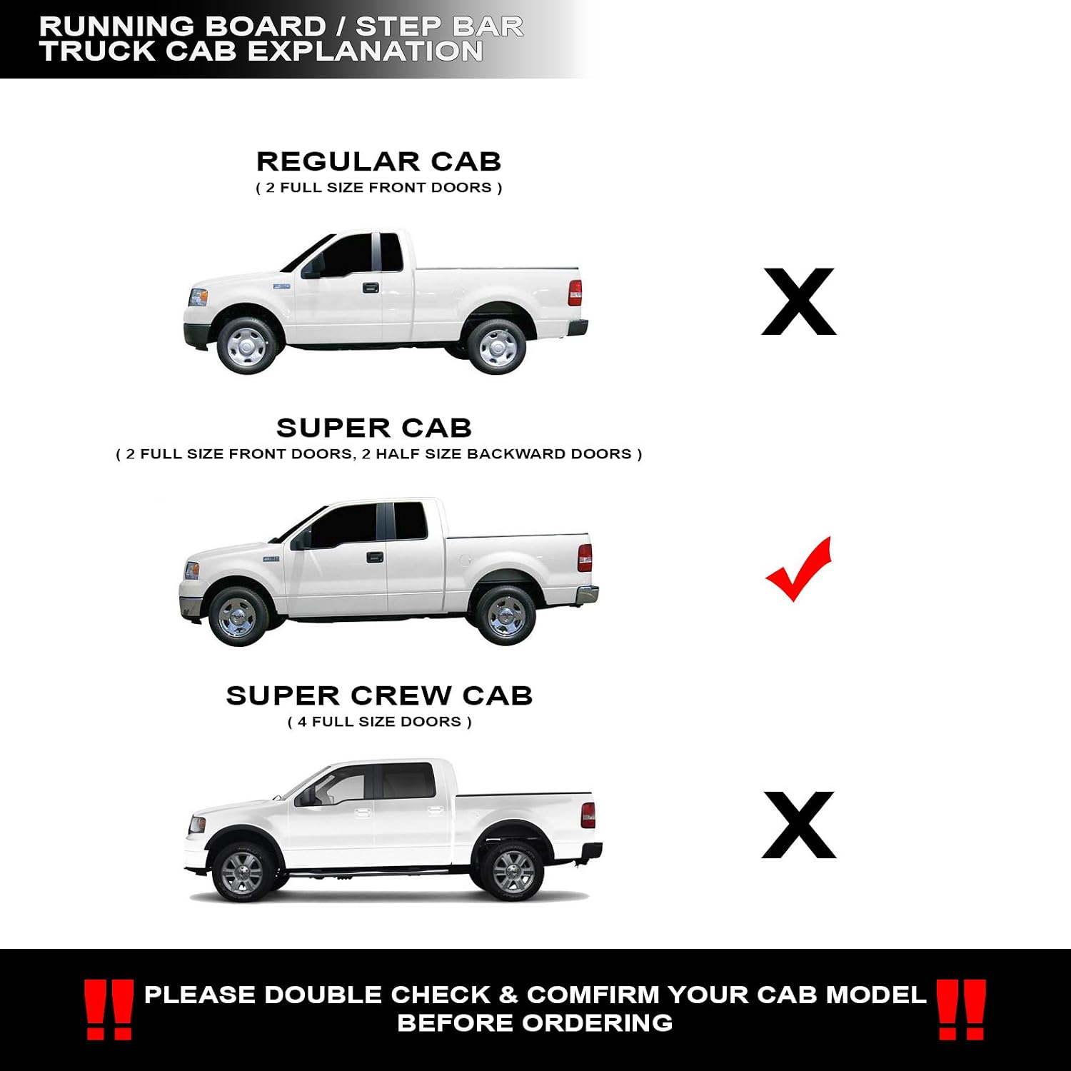 Stehlen 733469495802 Compatible with 2004-2008 Ford F150 Super (Extended) Cab 4' Oval Side Step Nerf Bars - Stainless Steel