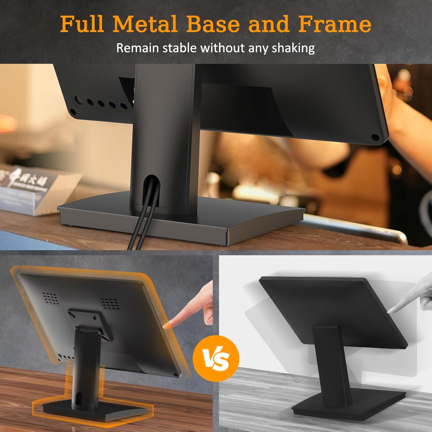 19 inch POS Touch Screen Monitor, Full HD 1280 x 1024 Capacitive Touchscreen with HDMI/VGA Input, Heavy-Duty Metal Stand, for Retail, Restaurant, Bar, Gym, Warehouse and POS System