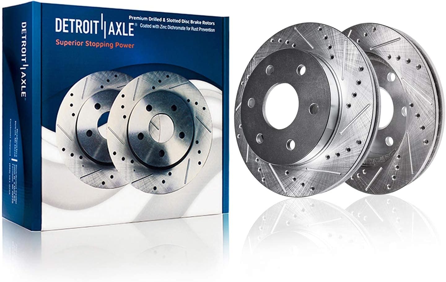 Detroit Axle - Front Brake Kit for 2006-2009 Chevrolet Trailblazer GMC Envoy Buick Rainier Isuzu Ascender 2007 2008, Ceramic Brakes Pads Drilled Slotted Brake Rotors Replacement : 11.89' inch Rotors