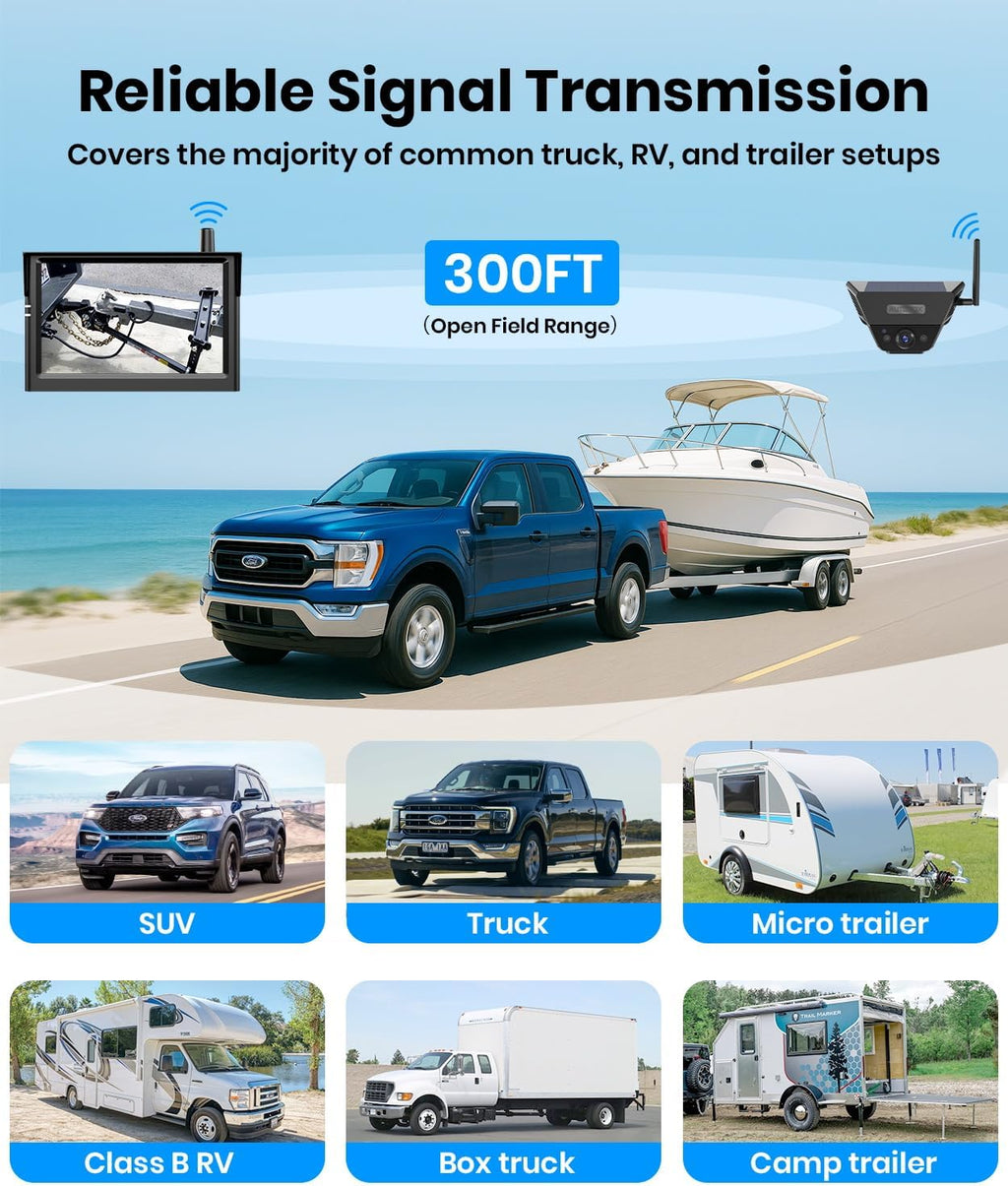 AUTO-VOX Wireless Backup Camera Solar Magnetic: 1-Min DIY Install, 5' 1080P Hd Dual Channel Monitor, Protective Carry Case, Stable Signal, IP69 Waterproof Back Up Systems Camera for Truck,Car,Trailer