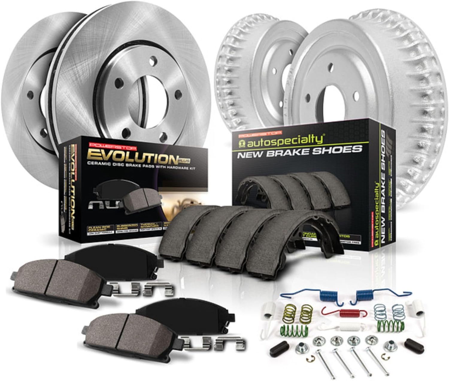 Power Stop KOE15109DK Autospecialty Front and Rear Replacement Brake Kit-OE Brake Drums & Ceramic Brake Pads For Honda Civic 2006-2011 [Model Specific]