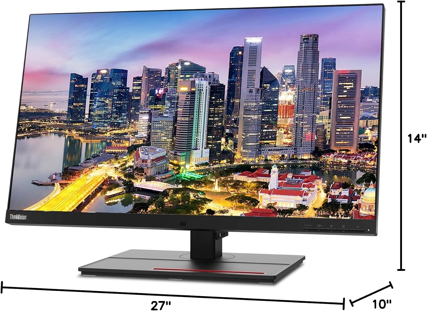 Lenovo ThinkVision P27u 3840 x 2160 LED UHD 4K LCD, 2-Pack Bundle with HDMI, DisplayPort, Daisy Chain, USB-C, USB Hub, Speakers, Dual Monitor Stand, MK540 Wireless Keyboard and Mouse, and Wrist Pad