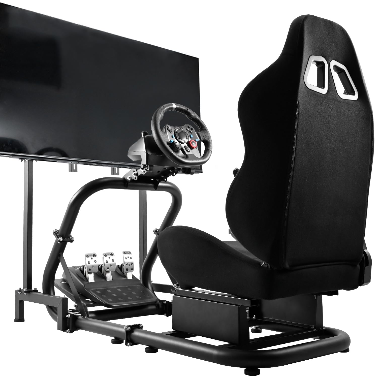 Dardoo Sim Racing Cockpit with Monitor Stand and Driving Gaming Seat Fit for Logitech G29 G920, for Thrustmaster, for Fanatec, for Xbox, for PS4, for PC, Includes only cockpit, seat and monitor stand