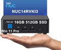 Intel NUC 14 Pro Slim Kit Mini PC (Intel Core i3 100U (> i5-1235U), 16GB DDR5, 512GB SSD) Business Desktop, 2x Thunderbolt 4, Support 4x 4K Monitors, Wi-Fi 6E, Win 11 Pro, ThinkCentre, ASUS NUC