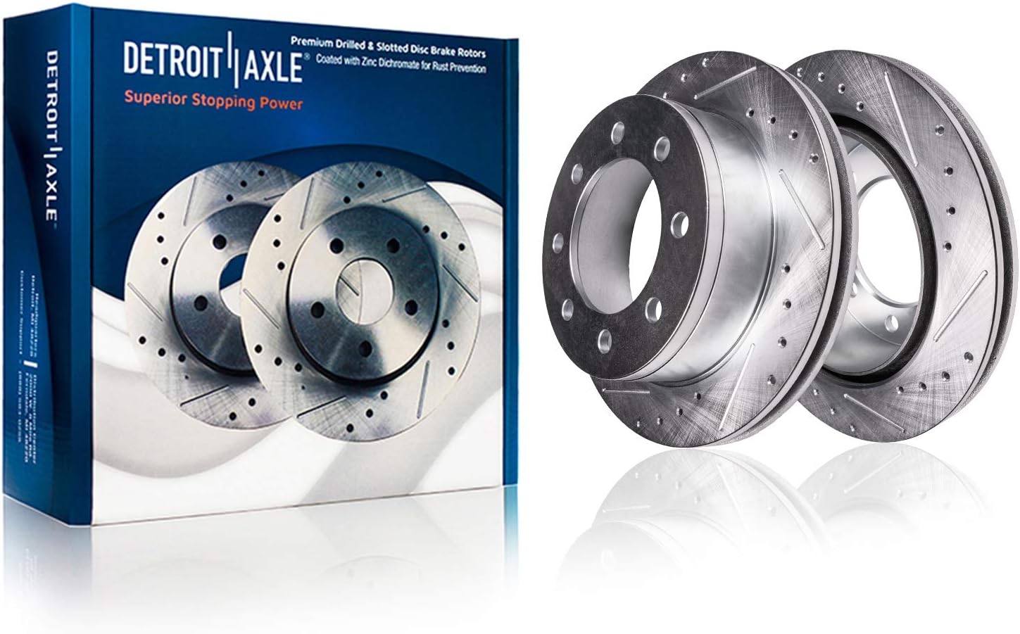 Detroit Axle - Rear Brake Rotors for Chevy GMC Silverado Sierra 2500 3500 HD Avalanche Suburban Express Savana Yukon XL 2500 3500 Drilled & Slotted Disc Brake Rotors Replacement: 12.99' inch Rotor