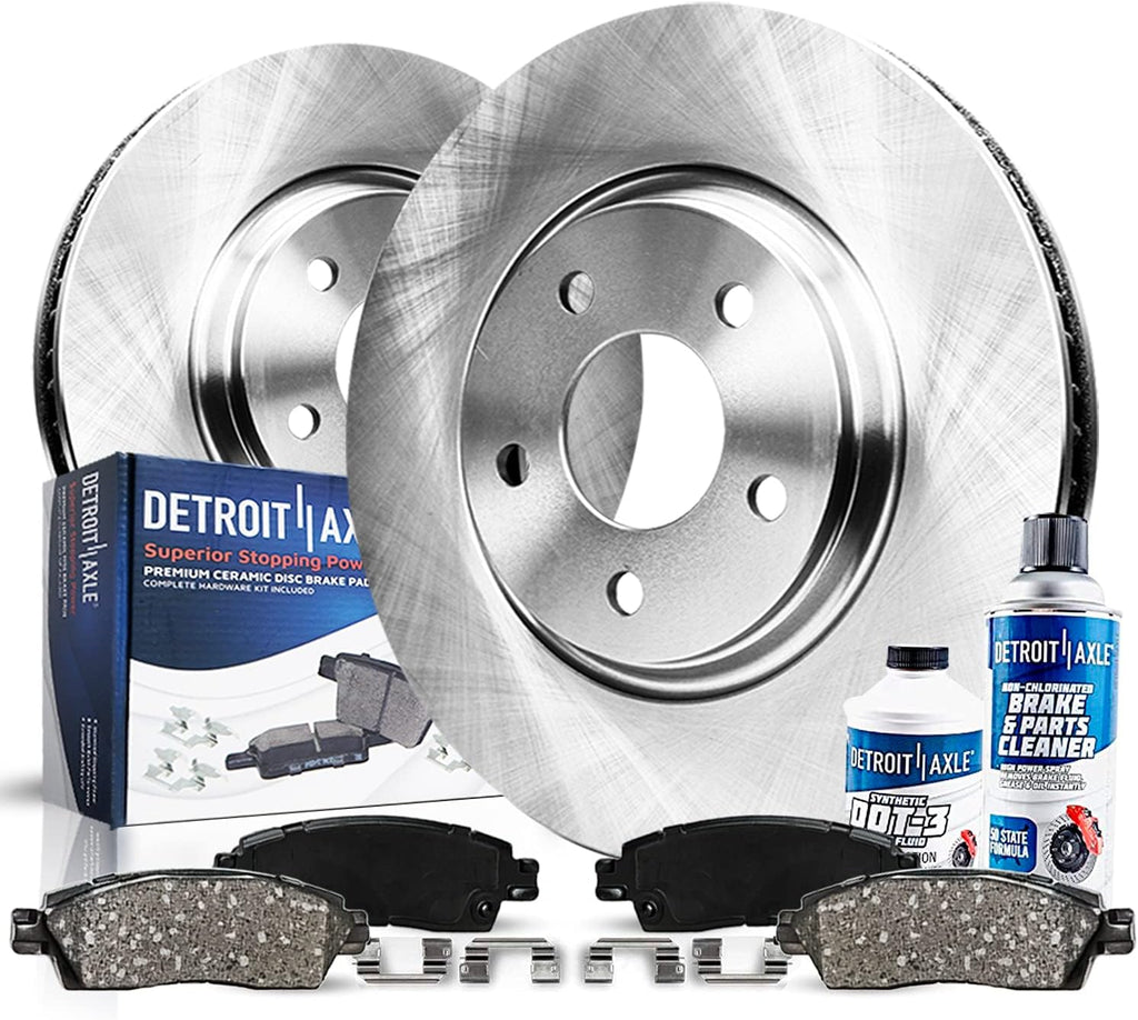 Detroit Axle - Front Brake Kit for Audi 1999-2006 A4 / A4 Quattro 1995-2001 A6 / A6 Quattro VW 2000-2003 Passat, Brake Rotors w/Ceramic Brake Pads w/Hardware Replacement: 11.34' inch Rotors