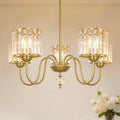 Lxybcce 27'' Gold Chandeliers for Dining Room, 5 Light Modern Chandelier Light Fixture with Crystal Shade, Chandelier Ceiling Light Fixture, Kitchen Pendant Lights Over Table for Living Room Entryway