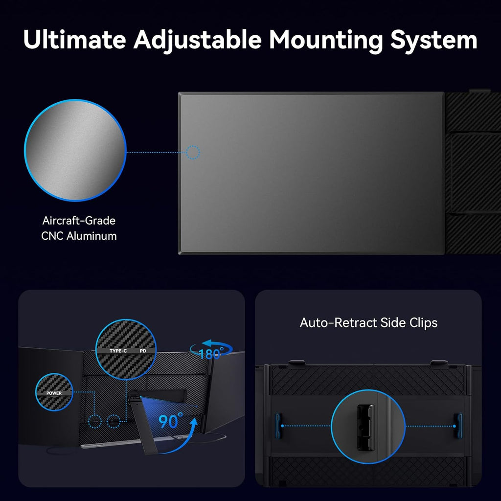 15.3' Laptop Triple Screen Extender Portable, One Cable Connection Laptop Monitor FHD 1080P IPS, Ultra Thin Dual Monitor for 13-17' Laptops, Plug & Play Compatiable with Win/Mac/Chrome/Android/Switch