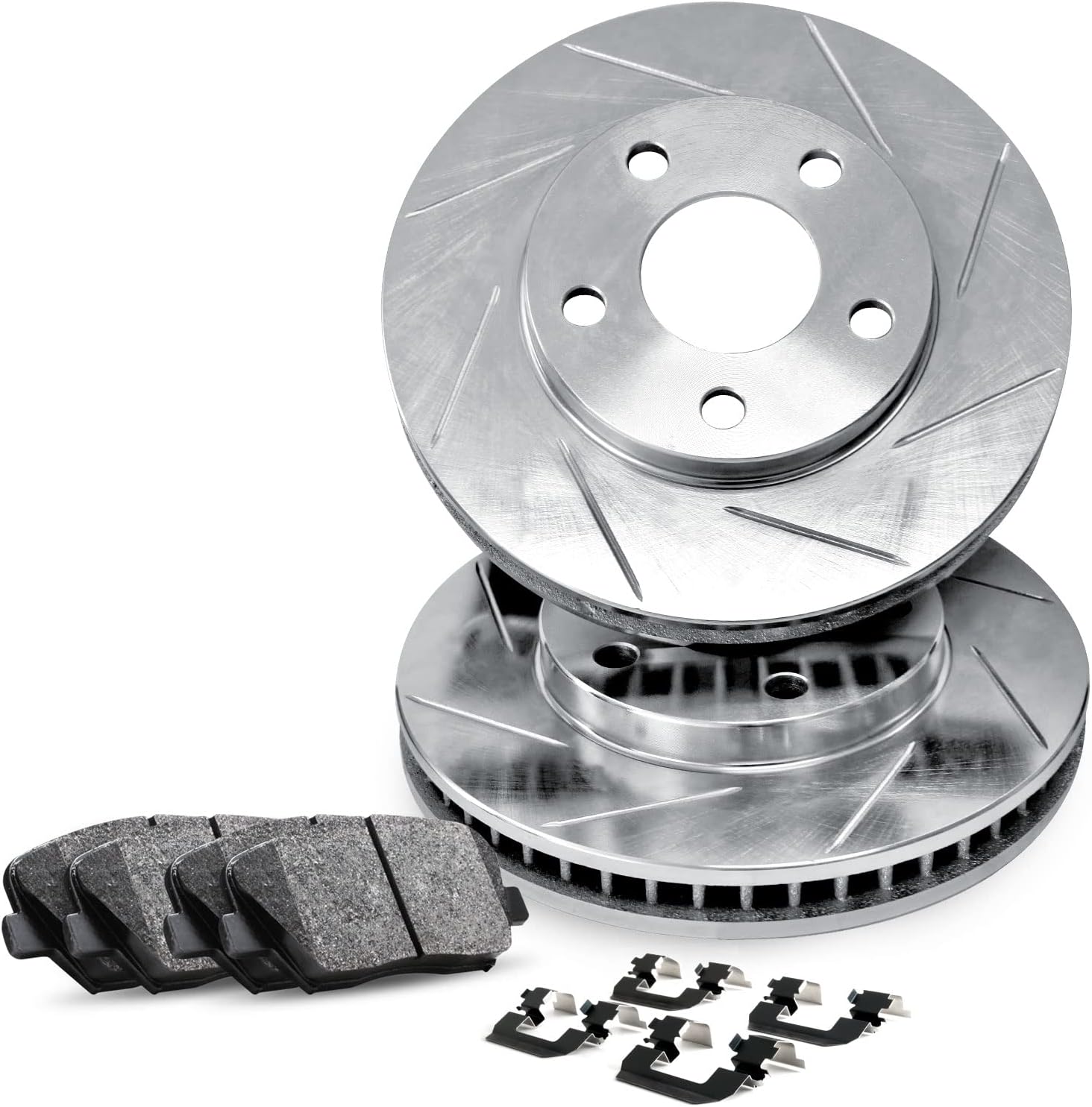 R1 Concepts Front Brake Kit Fits 2006-2011 Honda Civic| Ceramic Pads, Slotted Rotors| Hardware