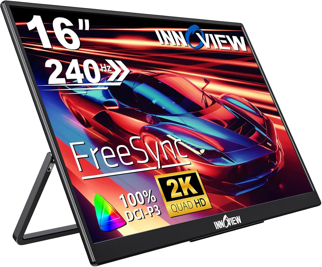 InnoView Portable Monitor 15.6' +16' Portable Monitor for Laptop with Protective Sleeve Built-in 90° Adjustable Stand USB C HDMI Ultra-Slim Portable Laptop Monitor for MacBook Phone PS4/5 Xbox Switch