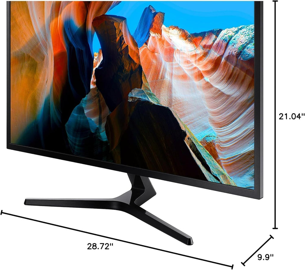 SAMSUNG 32' ViewFinity UJ59 Series Monitor, 4K UHD (3840x2160) Display, 60Hz, 4ms, AMD FreeSync, HDMI/Display Port, Eye Saver/Flicker Free Mode, Dark Gray/Blue, with MTC HDMI Cable