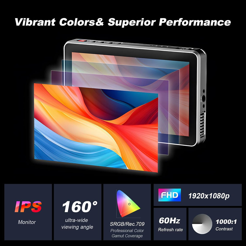 VILTROX DC-X2 6' Camera Field Monitors DCX2 for DSLR Touchscreen External Monitor 4k 2000nits X2 Monitor for Sony Canon Nikon 3D LUT 1920x1080 IPS with Sunshield 2200 MAh Battery