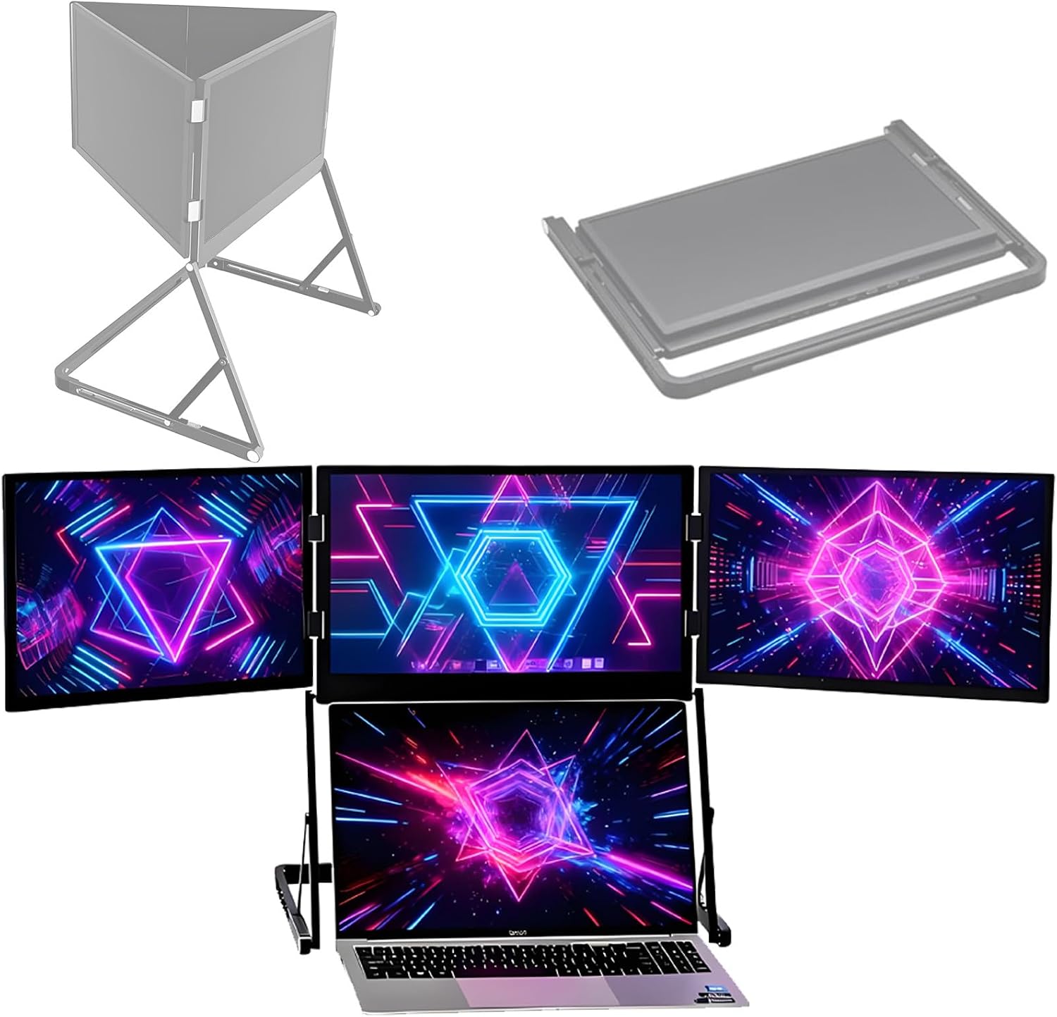 1080p FHD IPS Tri-Fold Display Screen,15.6' Stock Trading Extender Monitor,Lightweight Laptop Screen Extender,Type-C/HDMI/USB-C Plug-Play