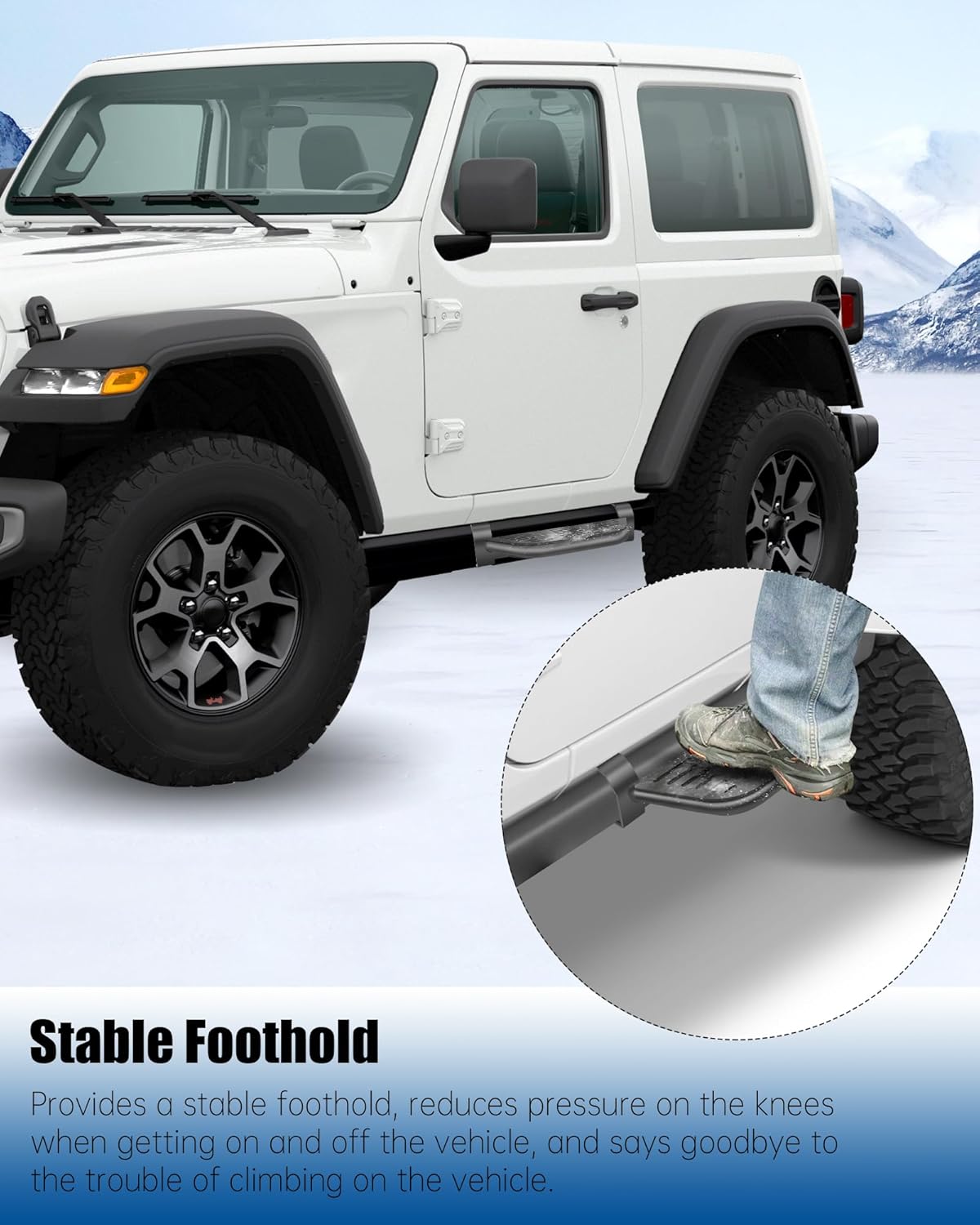 2 Pcs Rock Rails Side Steps Running Boards Fit for 2018-2026 Jeep Wrangler 2 Door & 2020-2026 Gladiator 2 Door with OEM Rock Rails