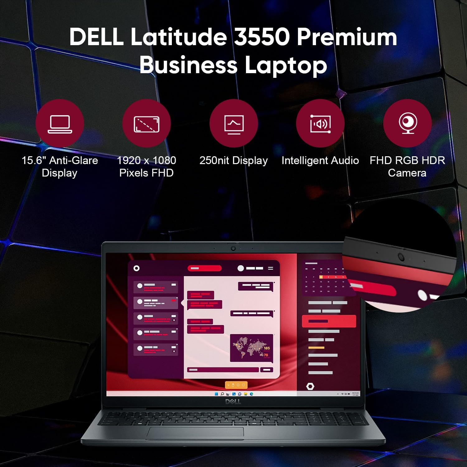 Dell Latitude 3550 15 15.6' FHD Business AI Laptop Computer, Intel 12-Core Ultra 7 155U (Beat i7-1355U), 16GB DDR5 RAM, 512GB PCIe SSD, WiFi 6, BT 5.3, Backlit KB, Fingerprint Reader, Windows 11 Pro