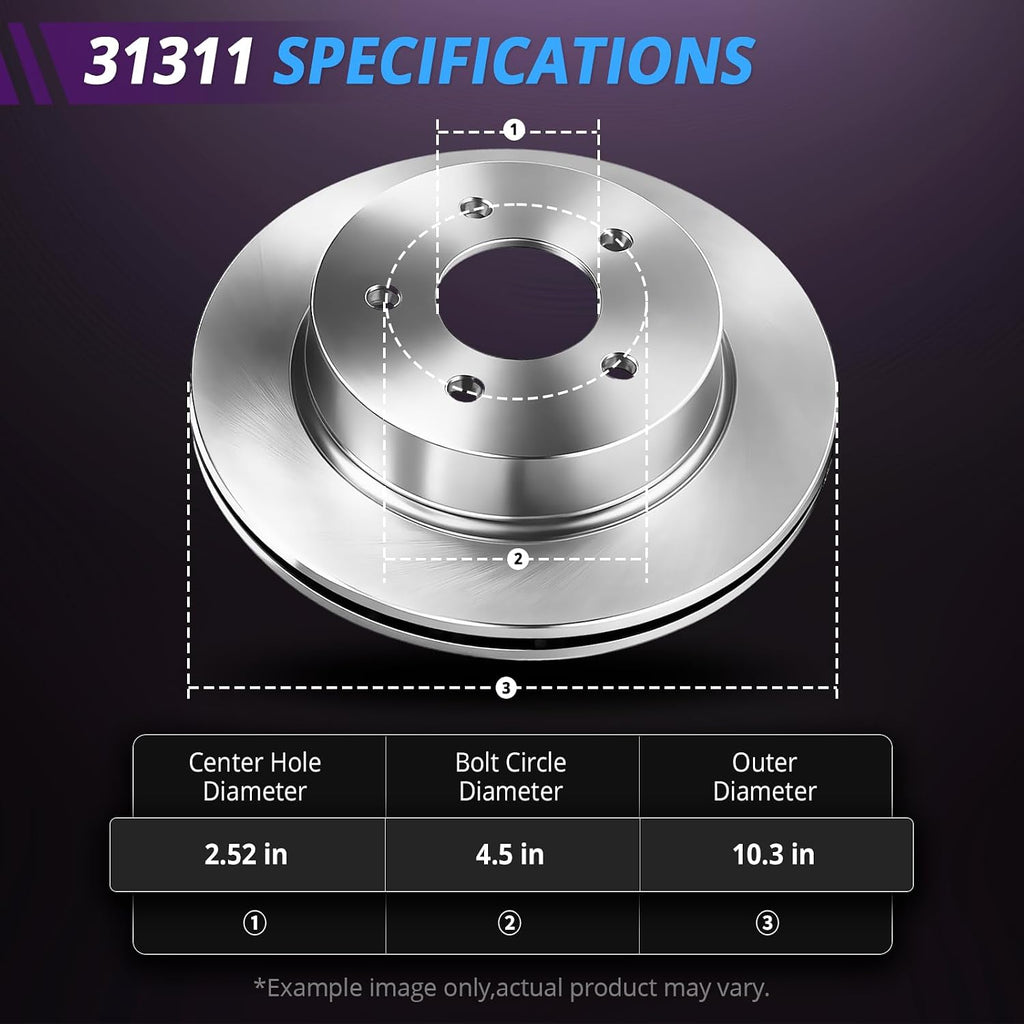 Brake Kit Replacement for Honda Civic 2006 2007 2008 2009 2010 2011, Rotors and Brake Pads Front and Rear, 10.3' Front and 10.24' Rear Brakes [4-Wheel Disc]