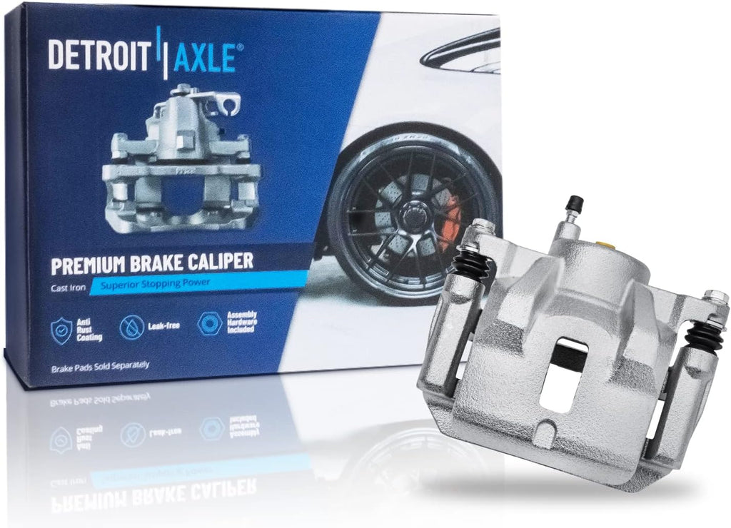 Detroit Axle - Front Drilled Brake Rotors Right Brake Caliper Replacement for 2003-2008 Toyota Corolla Matrix Pontiac Vibe - 3pc Set