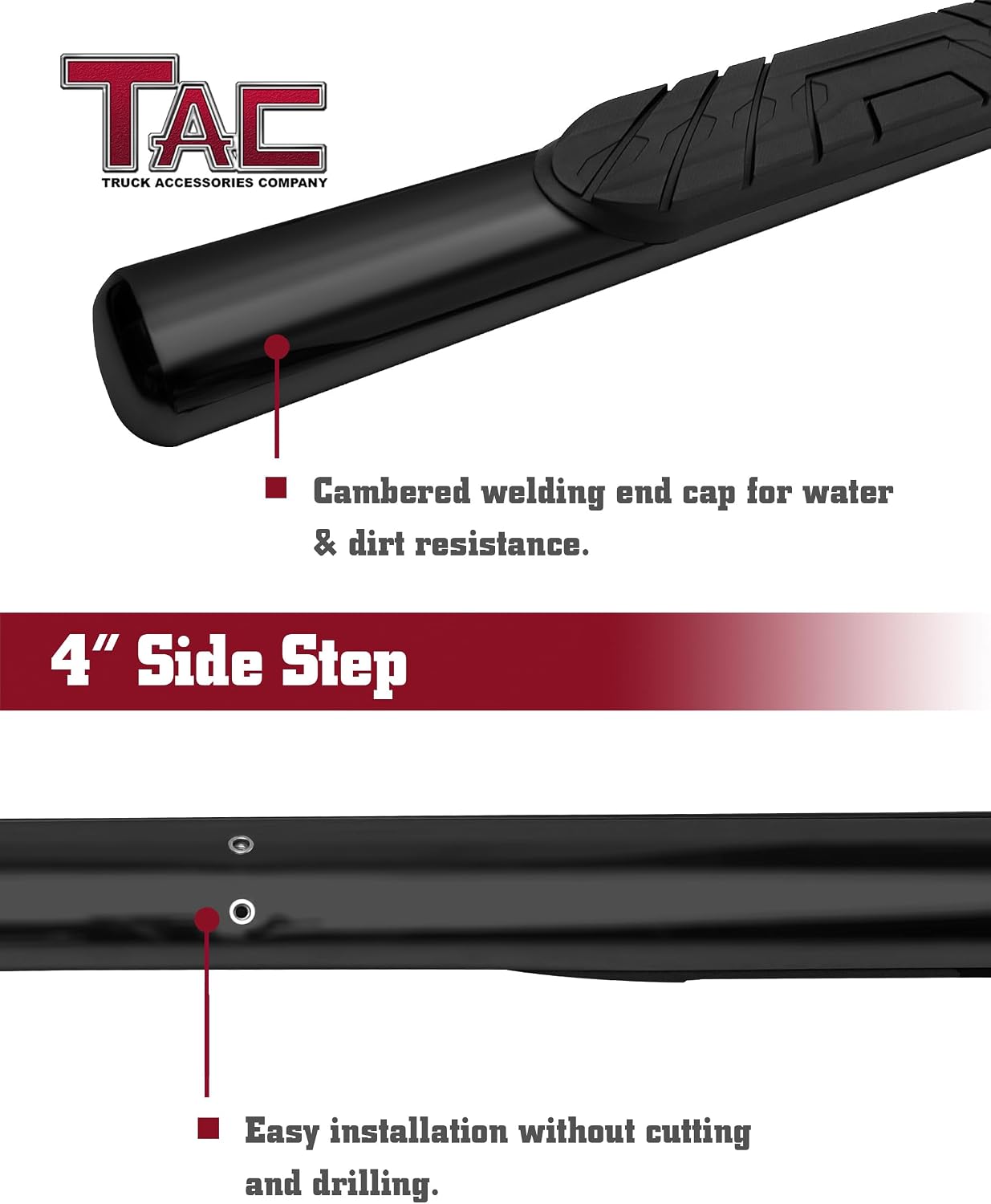 TAC Side Steps Running Boards Fit 2005-2023 Toyota Tacoma Access Cab Truck Pickup 4' Oval Black Side Bars Nerf Bars Step Rails Running Boards Off Road Exterior Accessories (2 pcs)
