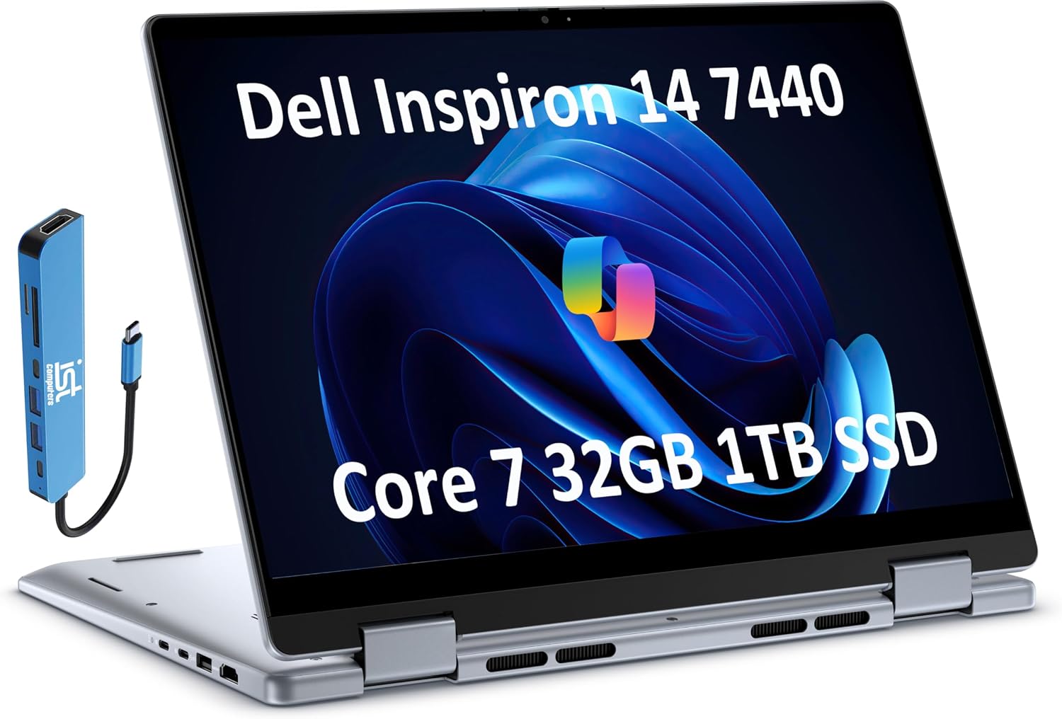 Dell Inspiron 14 7440 2-in-1 Business Laptop (14' FHD+ Touchscreen, Intel Core 7 150U(> i7-1355U), 32GB RAM, 1TB SSD) Backlit KB, FP Reader, FHD Webcam, IST Hub, Win 11 Home w/Copilot, Blue
