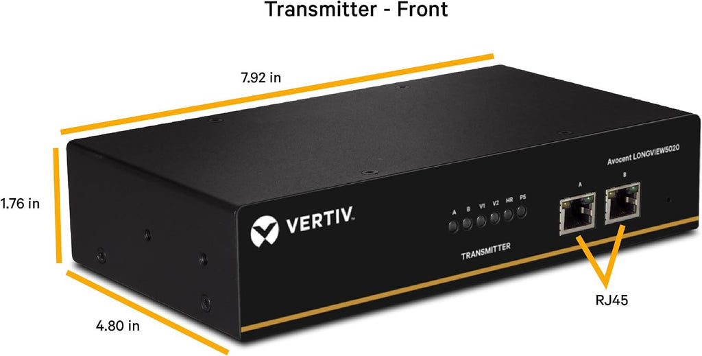 Vertiv Avocent LV 5020P High-Performance Dual DisplayPort KVM Extender Kit with Receiver & Transmitter, VGA, USB, Audio, CATx 50M, Extend up to 300 ft. / 91.44 m. (5020P)