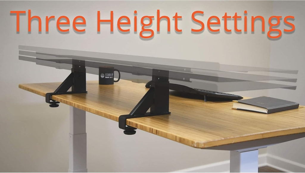 Stand Up Desk Store Clamp-On Adjustable Height Desk Shelf Monitor Stand (60' Wide)
