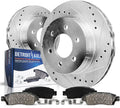 Detroit Axle - Front Brake Kit for 2007-2011 Nissan Armada 2008-2010 TITAN INFINITI QX56, Drilled and Slotted Disc Brake Rotors Ceramic Brakes Pads Replacement : 13.78' inch Rotor