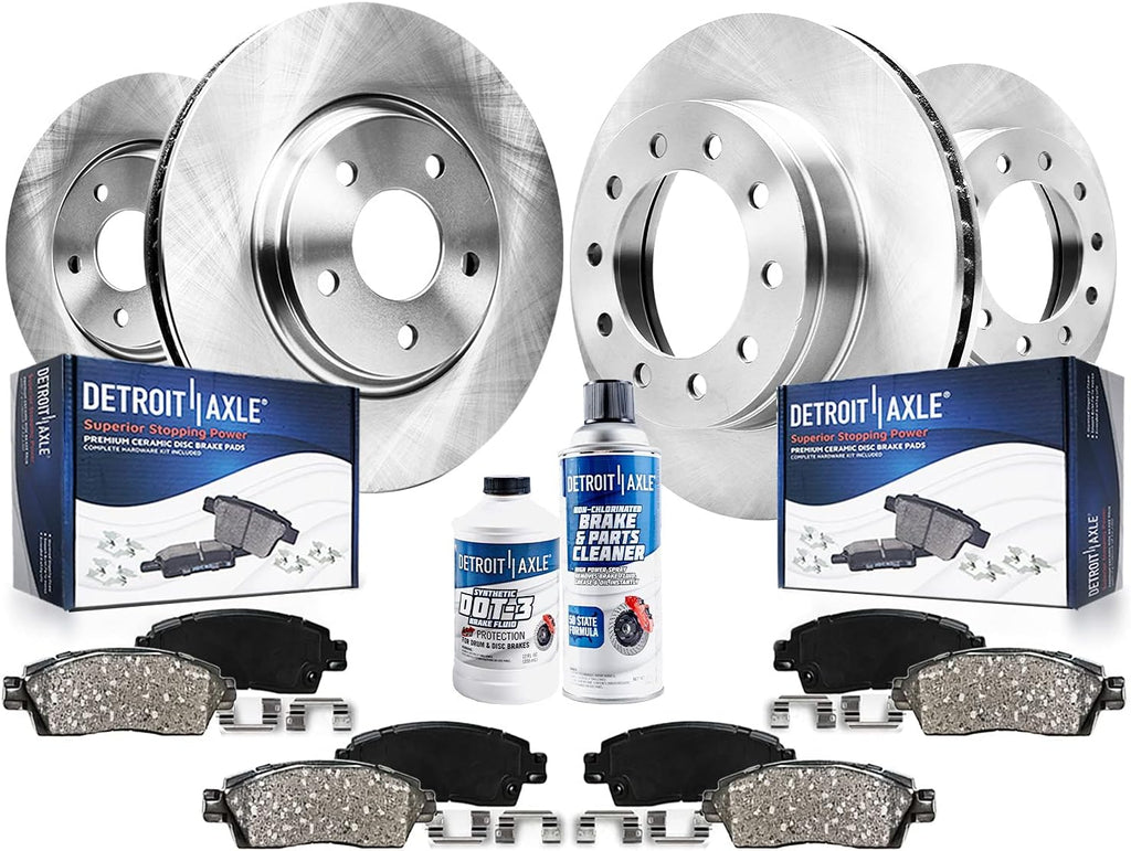 Detroit Axle - Front Rear Brake Kit for 2003-2011 Lincoln Town Car Disc Brake Rotors Ceramic Brakes Pads w/Hardware 2004 2005 2006 2007 2008 2009 2010: 12.01'' inch Front, 11.61'' inch Rear Rotors