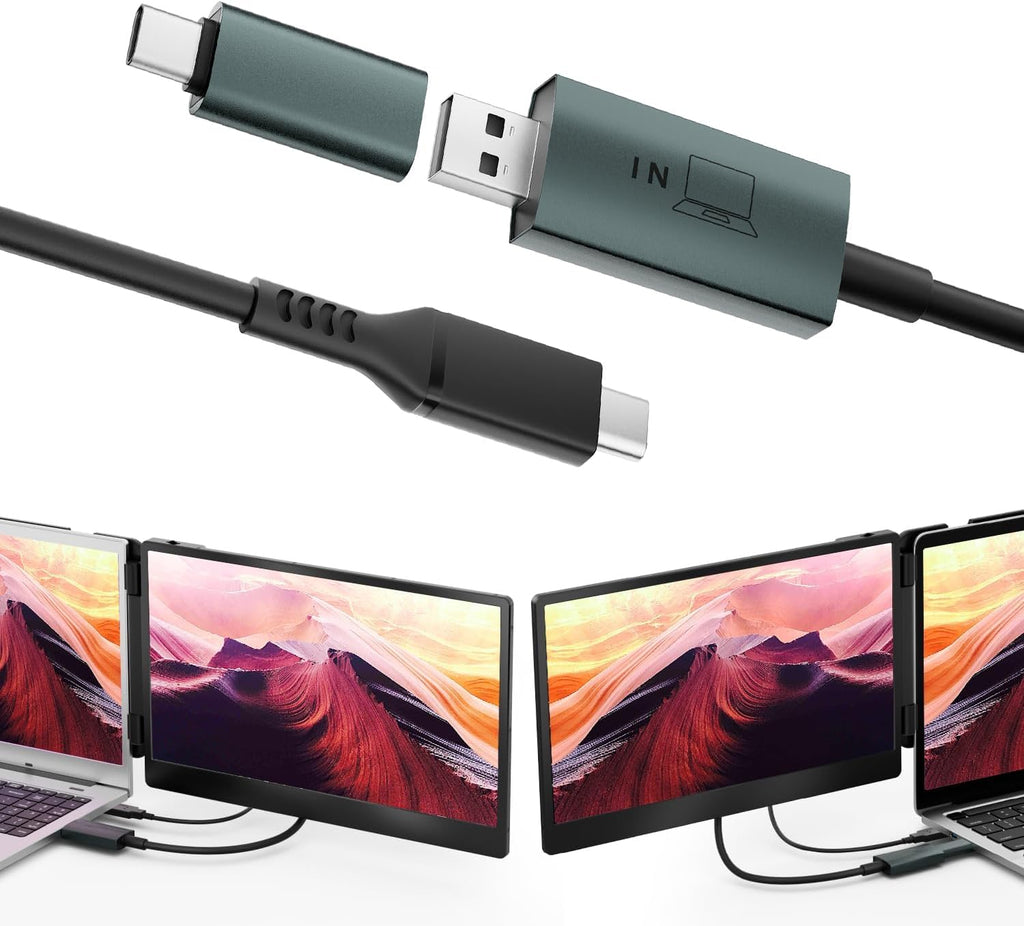 Teamgee H5 USB Data to Video Conversion Hub, HD Video Transfer Cable for Laptops 15.6' Laptop Screen Extender
