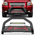 Nilight Bull Bar with Light fits 2003-2008 Honda Pilot, 2006-2015 Honda Ridgeline, 2001-2006 Acura MDX Front Bumper Grille Brush Push Guard with Skid Plate Licence Plate Hole Black