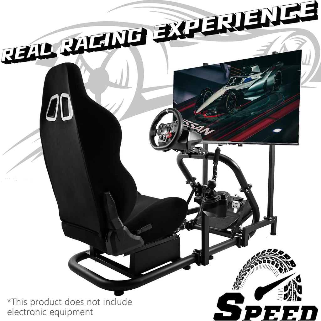 Dardoo Sim Racing Cockpit with Monitor Stand and Driving Gaming Seat Fit for Logitech G29 G920, for Thrustmaster, for Fanatec, for Xbox, for PS4, for PC, Includes only cockpit, seat and monitor stand