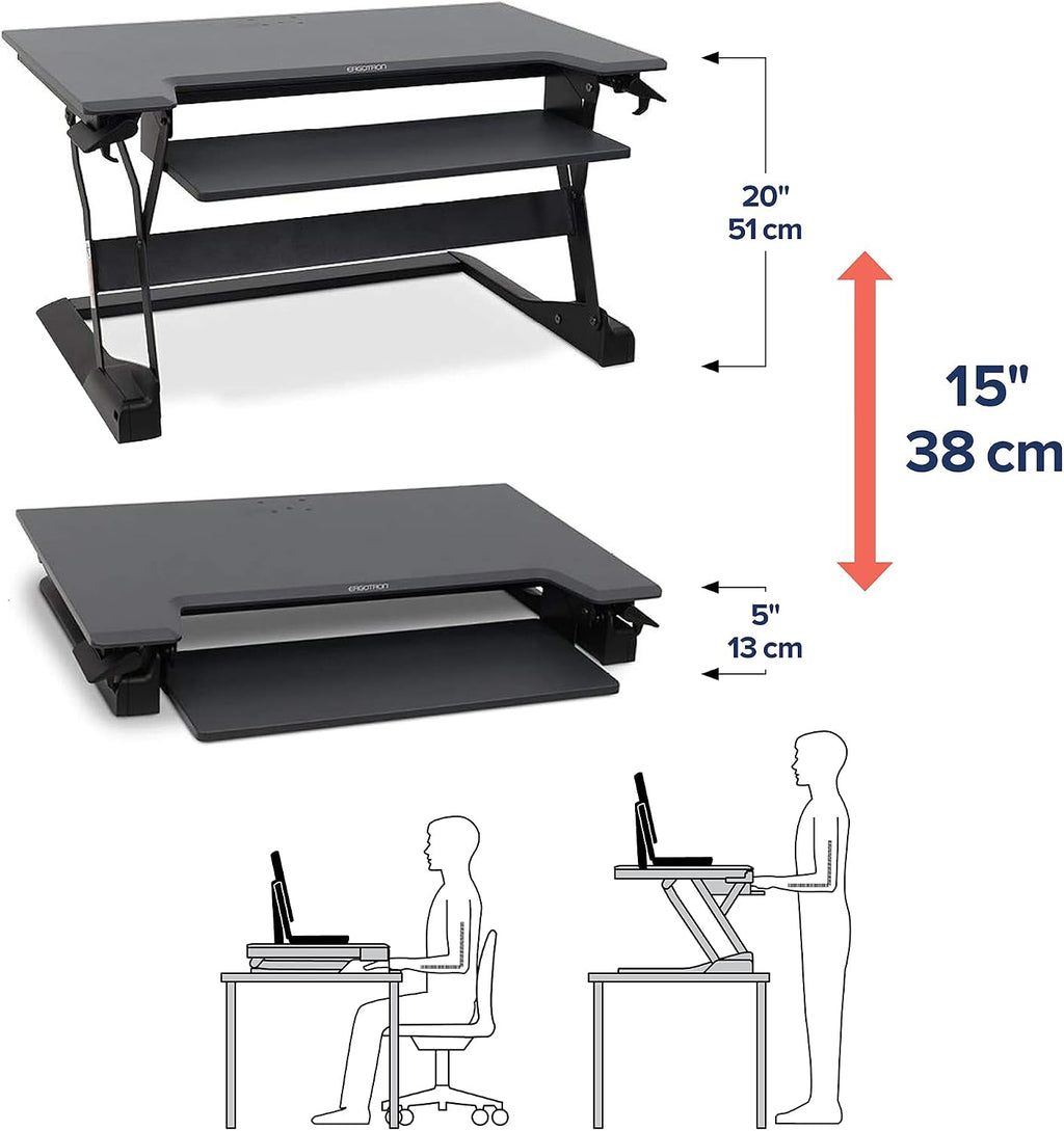 Ergotron – WorkFit-TL Standing Desk Converter and WorkFit Dual Monitor Kit, Sit Stand Desk Riser for Tabletops – for 2 Monitors Up to 24 inches, 6 to 14 lbs Each – Black