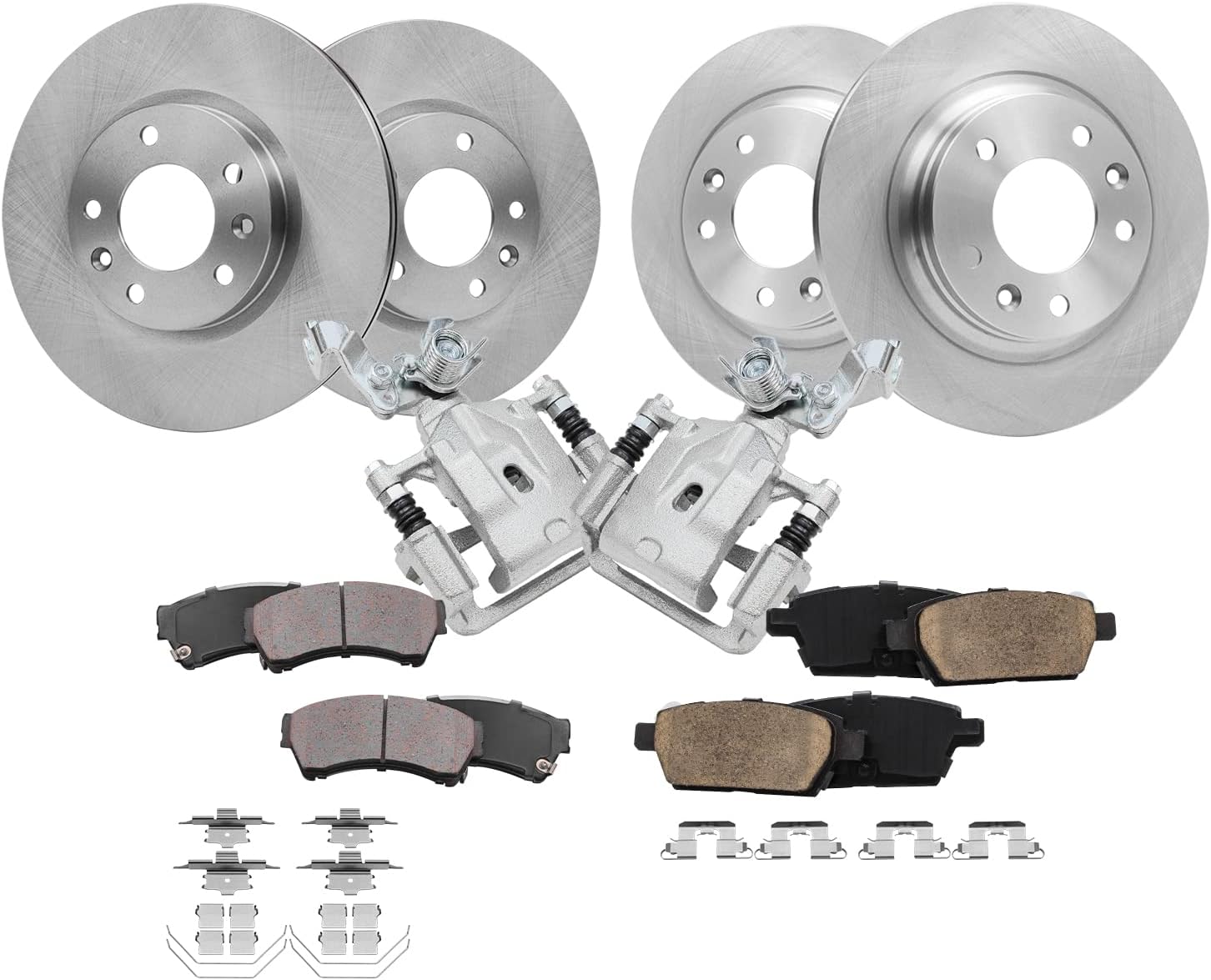 Detroit Axle - Brake Kit for Ford Fusion Lincoln MKZ Zephyr Mazda 6 Mercury Milan Disc Brake Rotors Ceramic Brakes Pads Rear Brake Calipers Replacement [11.77 inch Front and 11.02 inch Rear Rotors]