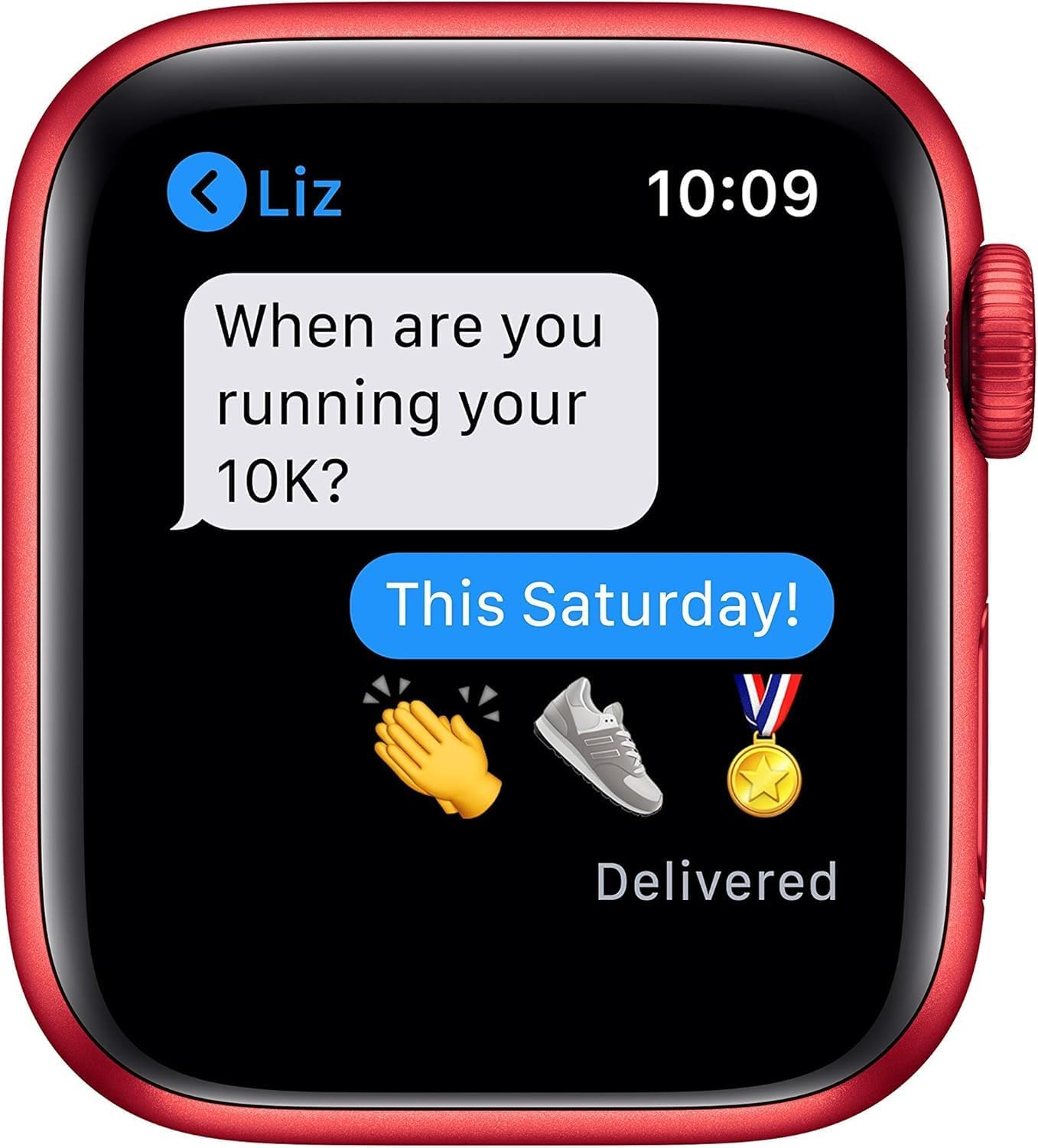 Apple Watch Series 6 (GPS, 44mm) - Red Aluminum Case with Red Sport Band (Renewed)
