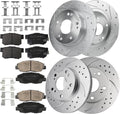 ALLCOMBO 10.3' Front and 10.24' Rear Brake Kit for 2006 2007 2009 2010 2011 Honda Civic, Drilled & Slotted Disc Rotors and Ceramic Pads Brakes Replacement [4-Wheel Disc Brakes]