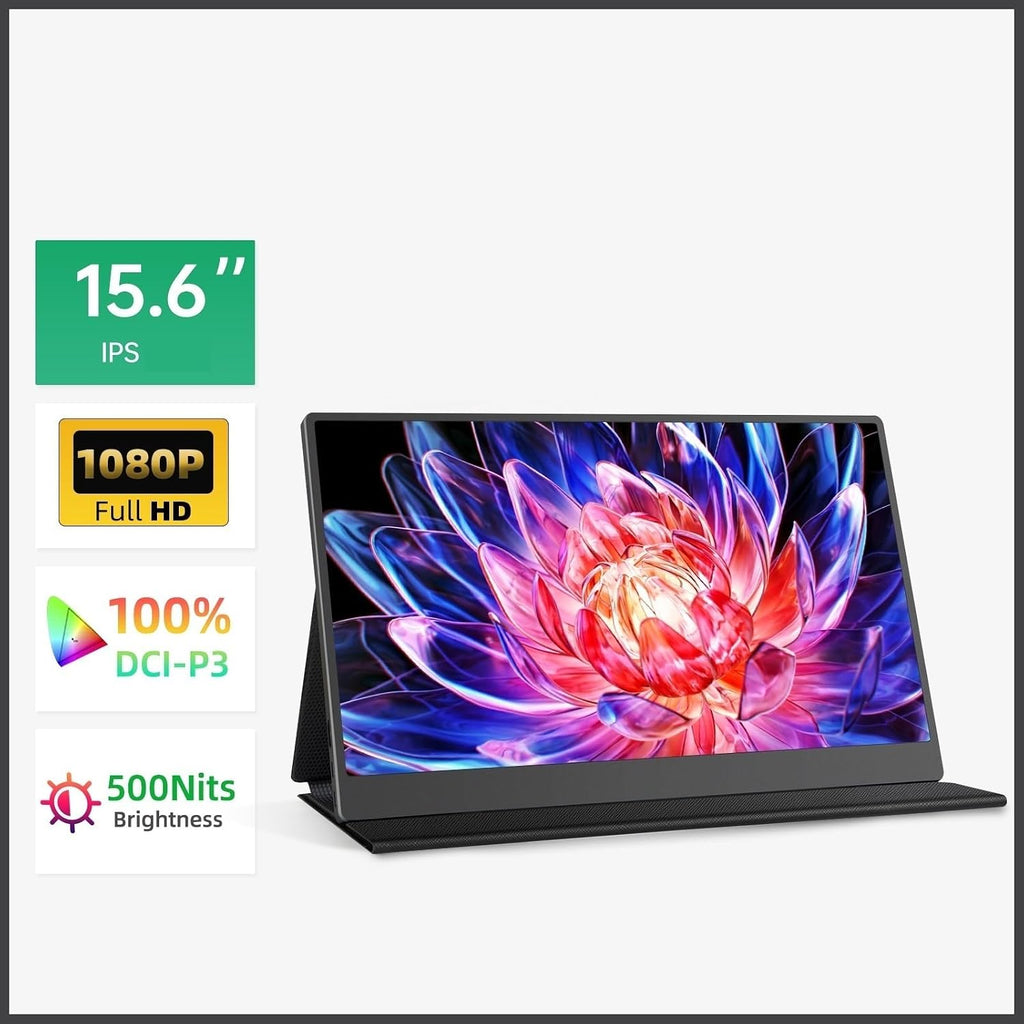 Portable Monitor for Laptop 15.6 Inch 1920 * 1080 60Hz IPS Portable Display for Laptop Computer Office Mobile Phone Extended Sub-Screen Portable Gaming Monitor